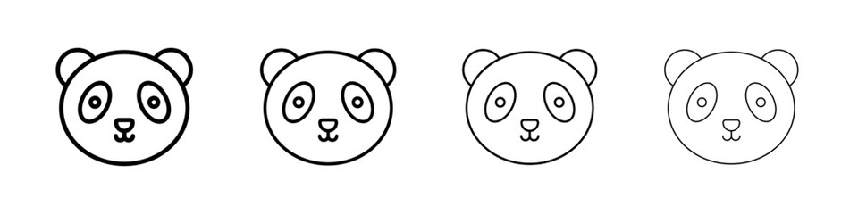 Panda icon Outline sign symbol set