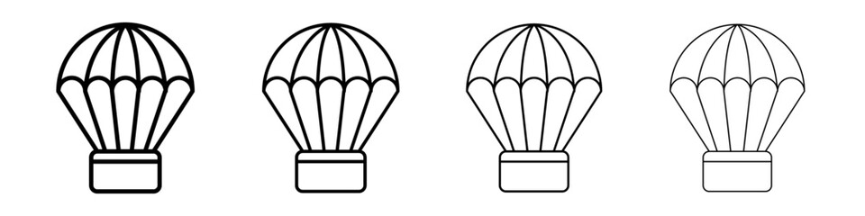Parachute icon Outline sign symbol set