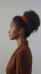 Woman black natural hair red headband
