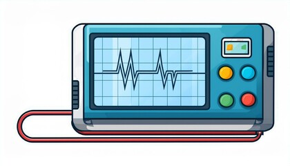 electrodes ekg monitor cartoon waveform diagnosis healthcare telemetry portable device electrodes ekg monitor sign isolated symbol  illustration