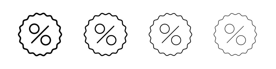 Percentage icon Outline sign symbol set