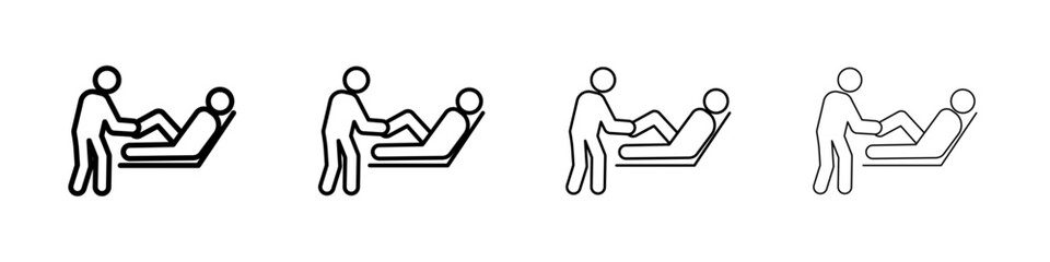 Physiotherapy icon Outline sign symbol set