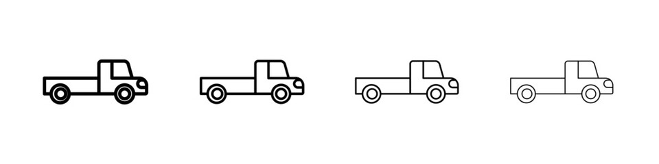 Pickup truck icon Outline sign symbol set