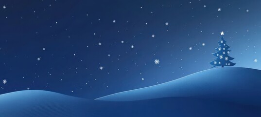 Obraz premium Blue Christmas background with snowflakes and Christmas tree