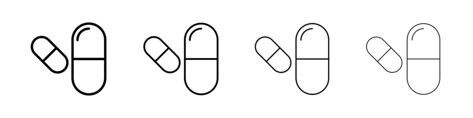 Pill icon Outline sign symbol set