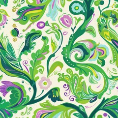 Green chintz and pastels mixed with pop colors flower seamless repeating floral pattern 5