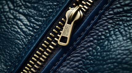 Fine stitching and zipper detail on premium leather surface showcasing craftsmanship and quality
