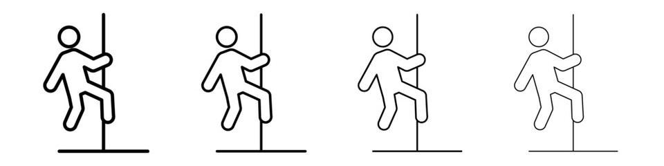 Pole dance icon Outline sign symbol set