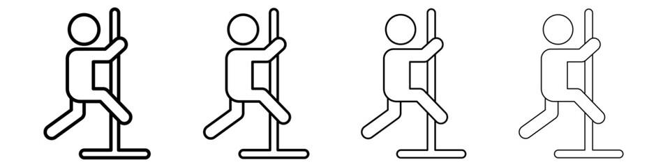 Pole dance icon Outline sign symbol set