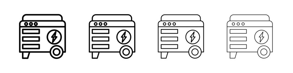 Portable power generator icon Outline sign symbol set