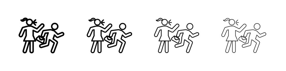 Purse snatcher icon Outline sign symbol set