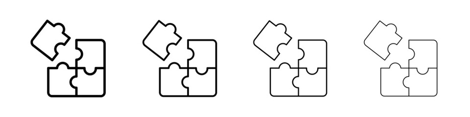 Puzzle icon Outline sign symbol set