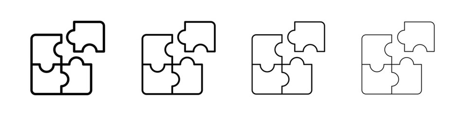 Puzzle piece icon Outline sign symbol set