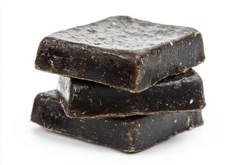 Natural tar soap bars on a white background