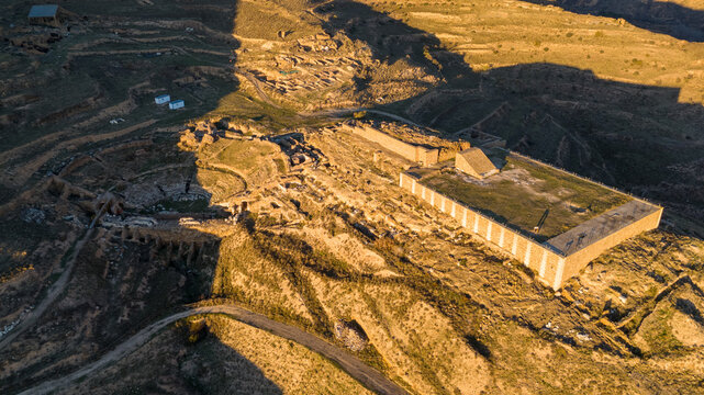 Aerial View of Ancient Archaeological Site of Augusta Bilbilis in northern Spain