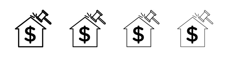 Real estate auction icon Outline sign symbol set