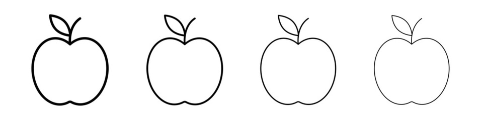Red apple icon Outline sign symbol set