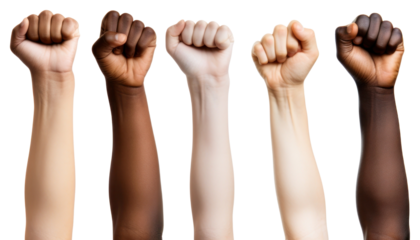 PNG Kid hands raised fists skin.