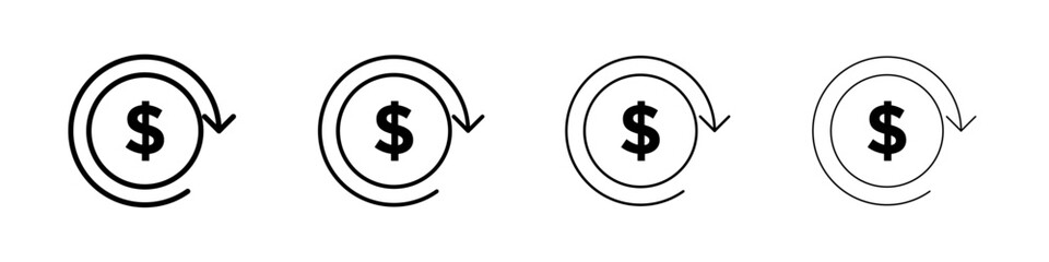 refund money icon Outline sign symbol set