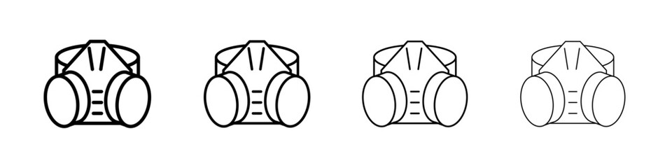 Respirator with filter cartridges icon Outline sign symbol set