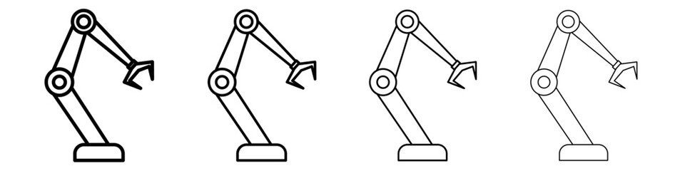 Robot arm icon Outline sign symbol set