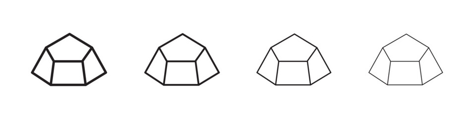 Rock stone crystal icon Outline sign symbol set