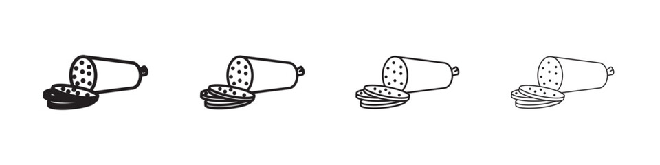 Sausage salami icon Outline sign symbol set
