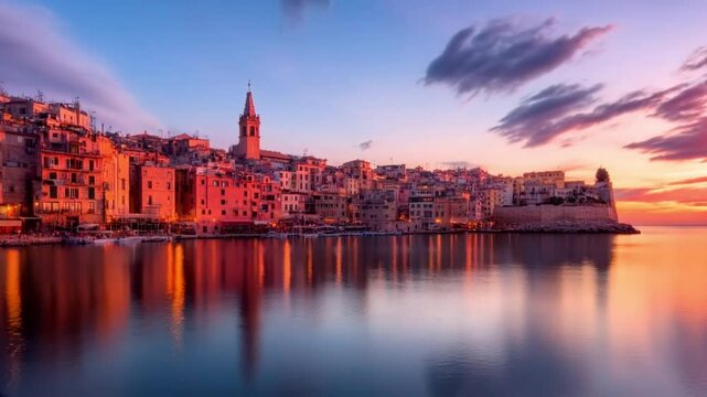 Sunset over the Colorful Coastal Town of Cadaqu?s, Spain