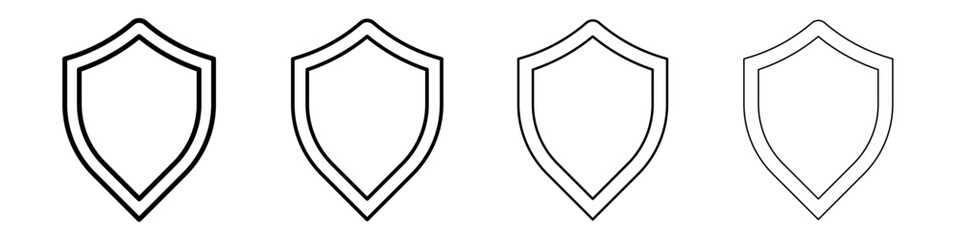 Shield icon Outline sign symbol set