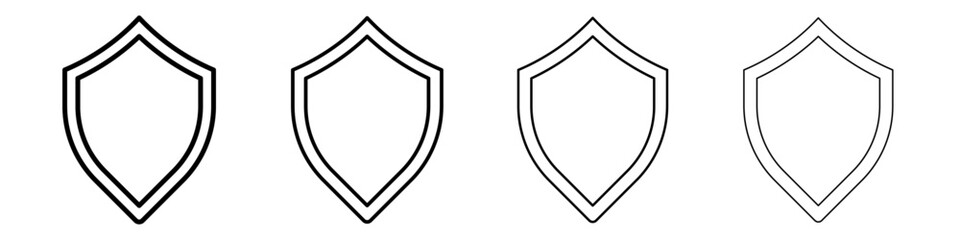 Shield icon Outline sign symbol set