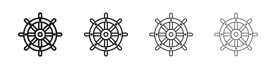 Obraz premium Ship wheel icon Outline sign symbol set