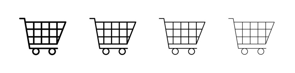 Shopping trolley icon Outline sign symbol set