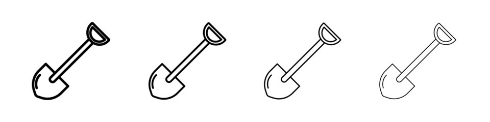 Shovel icon Outline sign symbol set
