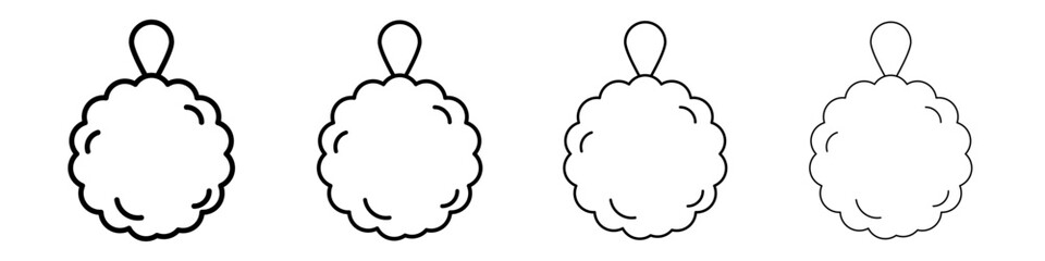 Shower sponge ball icon Outline sign symbol set