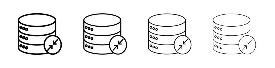 Shrink database icon Outline sign symbol set