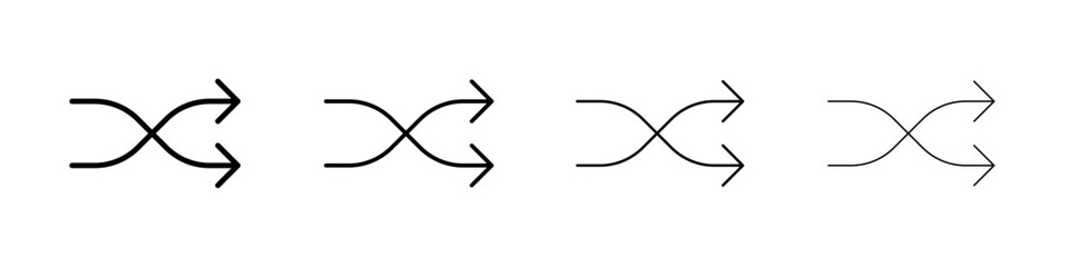 Shuffle icon Outline sign symbol set