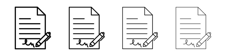 Signed document icon Outline sign symbol set
