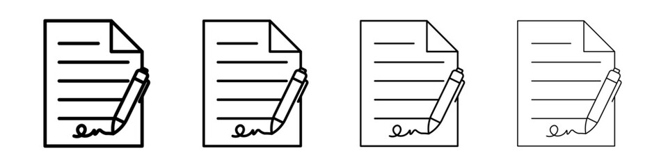 Signed contract icon Outline sign symbol set