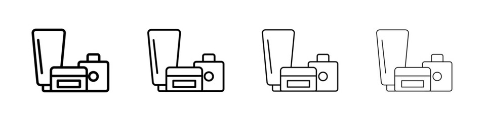 Skincare products icon Outline sign symbol set
