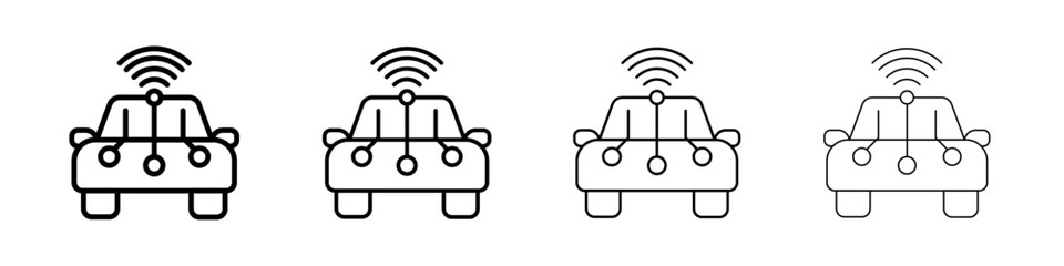 Smart car icon Outline sign symbol set