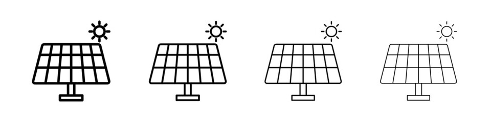 Solar panel icon Outline sign symbol set