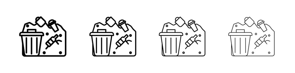 Solid waste icon Outline sign symbol set