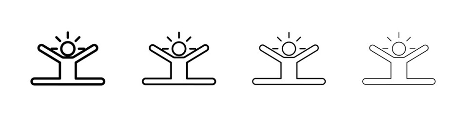 Split legs exercise icon Outline sign symbol set