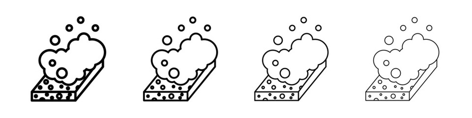 Sponge with foam icon Outline sign symbol set