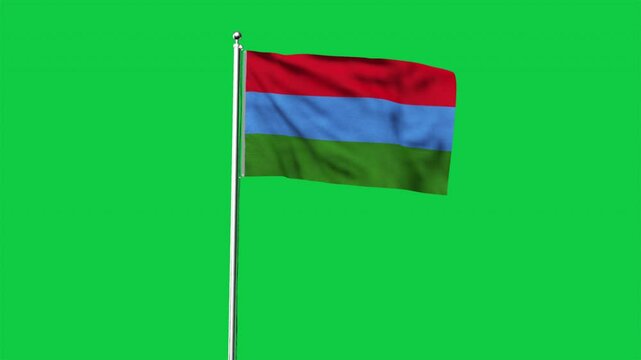 High detailed flag of Karelia. National Karelia flag. 3D Render.