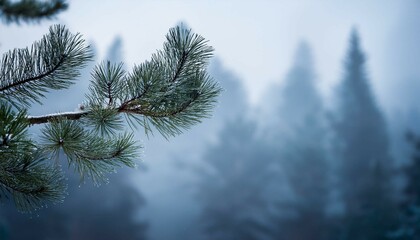 Obraz premium branches of pine tree in the snow