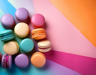 Obraz premium vibrant macarons on colorful backdrop with room for text