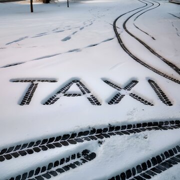 Taxi scrip written in the snow