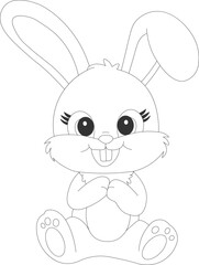 Kawaii Bunny Line Draw Easter Coloring Page