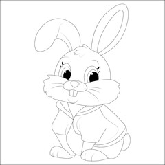 Kawaii Bunny Line Draw Coloring Page